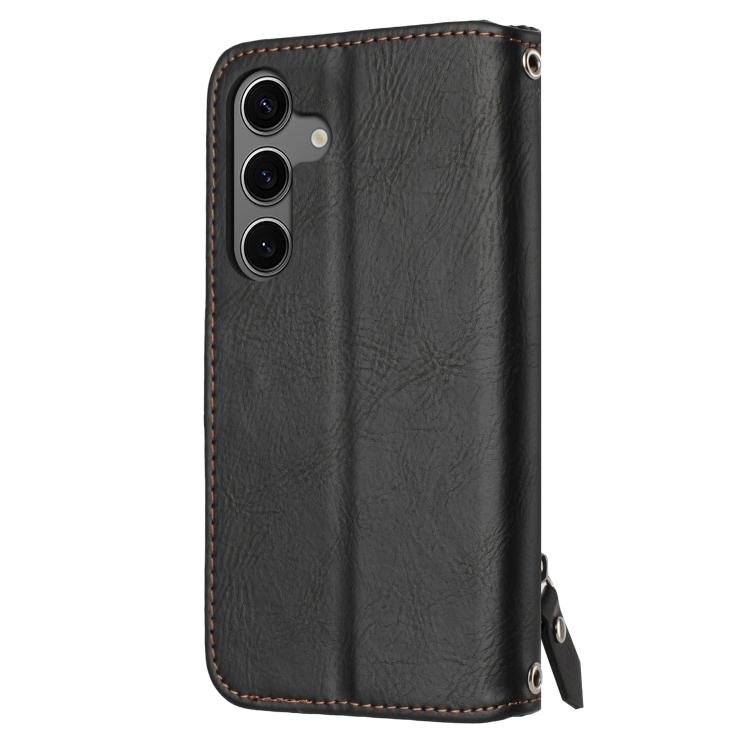 For Samsung Galaxy S25 FE 5G Oil Skin Zipper Wallet Leather Phone Case