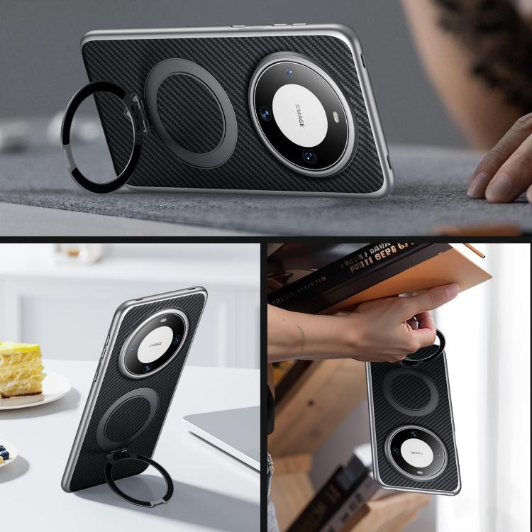 For Huawei Mate 60 SULADA Kevlar Texture MagSafe Magnetic Holder Phone Case