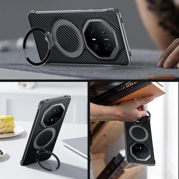 For Huawei Mate 70 RS Ultimate SULADA Kevlar Texture MagSafe Magnetic Holder Phone Case