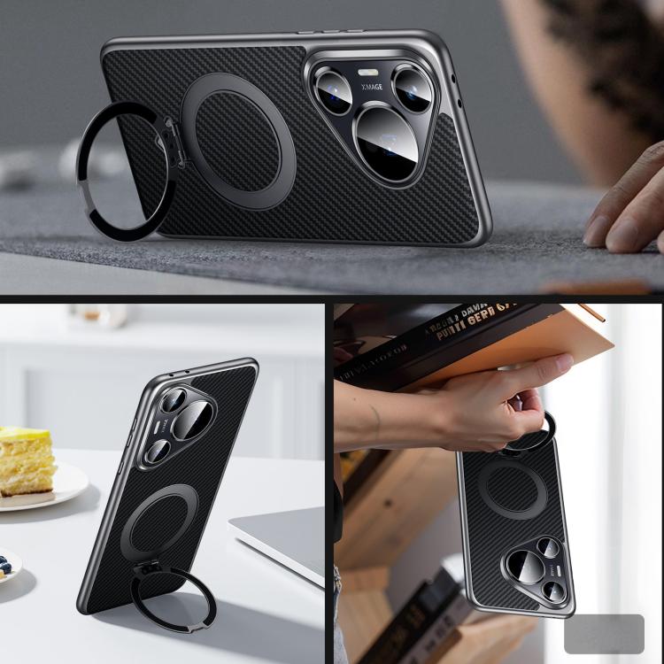 For Huawei Pura 70 Pro SULADA Kevlar Texture MagSafe Magnetic Holder Phone Case