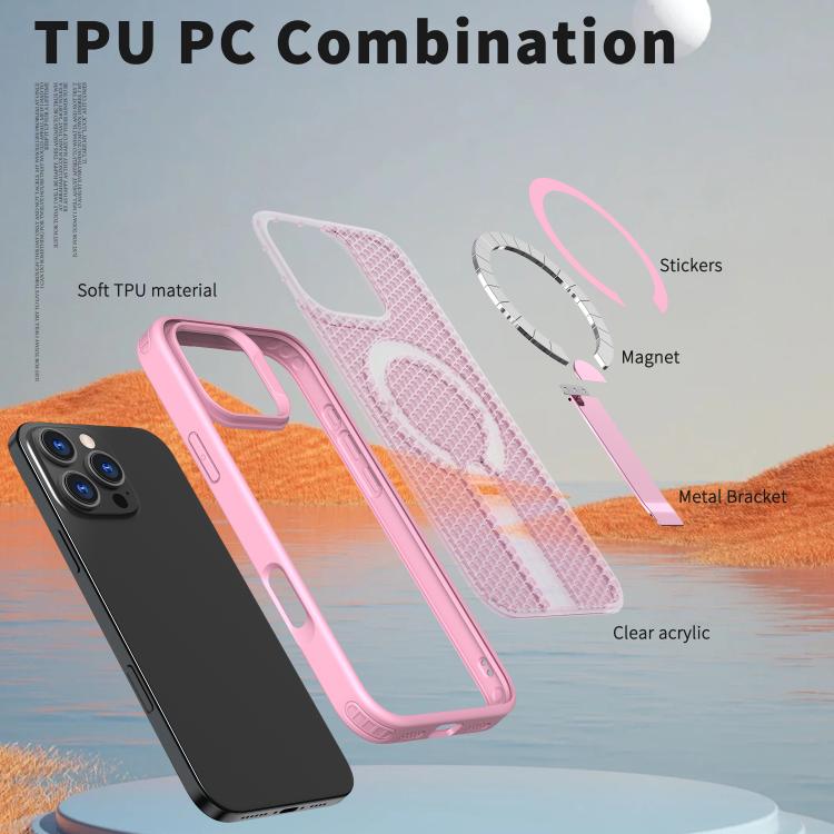 For iPhone 13 Pro Max / 12 Pro Max Honeycomb Cooling MagSafe Holder Phone Case