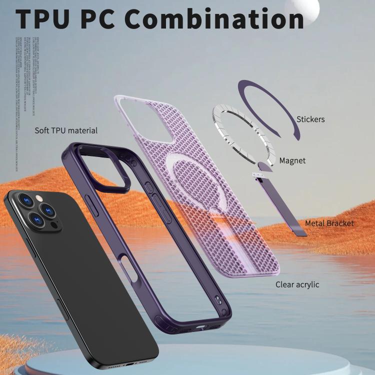 For iPhone 13 Pro Max / 12 Pro Max Honeycomb Cooling MagSafe Holder Phone Case