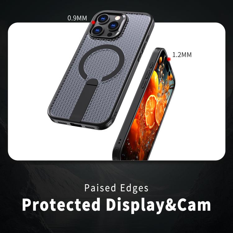 For iPhone 15 Plus / 14 Plus Honeycomb Cooling MagSafe Holder Phone Case