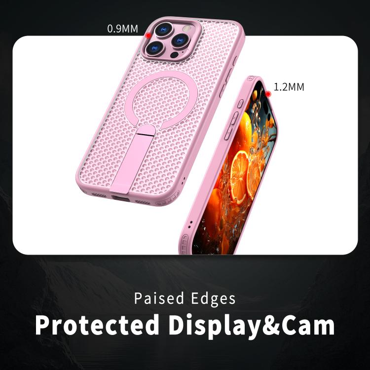 For iPhone 15 Plus / 14 Plus Honeycomb Cooling MagSafe Holder Phone Case