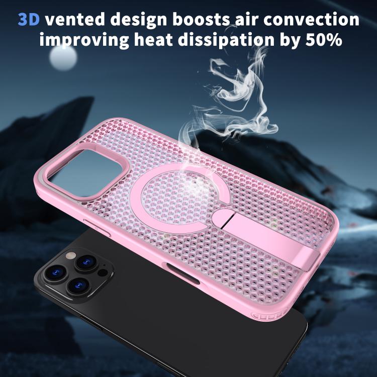 For iPhone 15 Plus / 14 Plus Honeycomb Cooling MagSafe Holder Phone Case