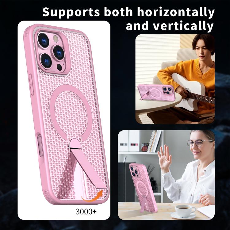 For iPhone 15 Pro Max Honeycomb Cooling MagSafe Holder Phone Case