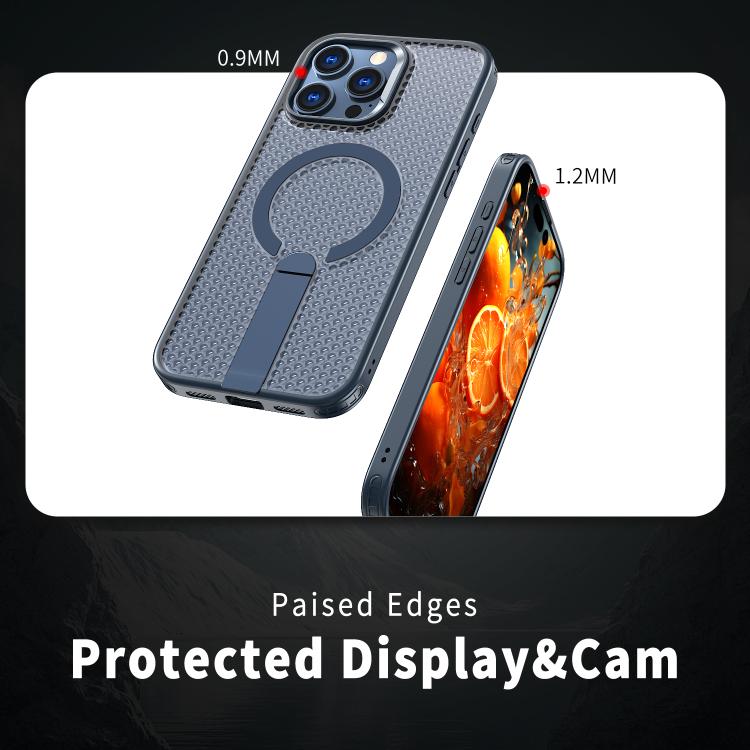 For iPhone 16 Pro Max Honeycomb Cooling MagSafe Holder Phone Case