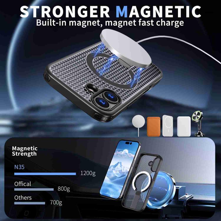For iPhone 17 Honeycomb Cooling MagSafe Holder Phone Case