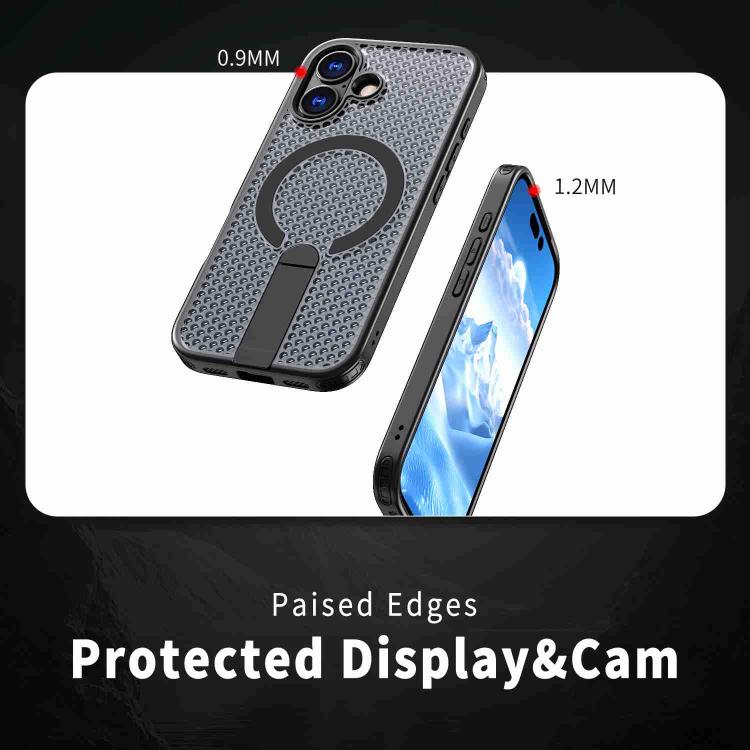 For iPhone 17 Honeycomb Cooling MagSafe Holder Phone Case