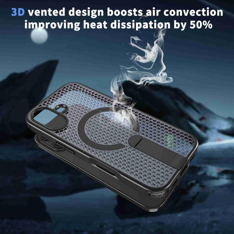 For iPhone 17 Honeycomb Cooling MagSafe Holder Phone Case