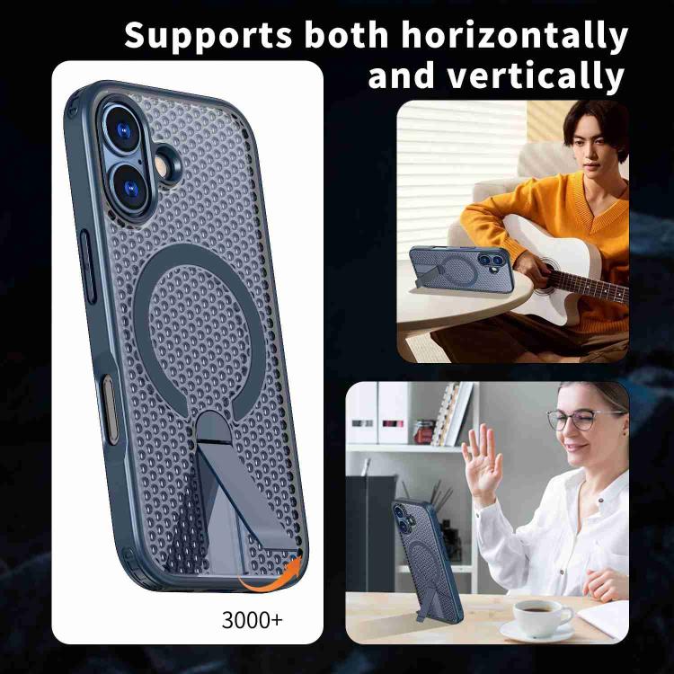 For iPhone 17 Honeycomb Cooling MagSafe Holder Phone Case