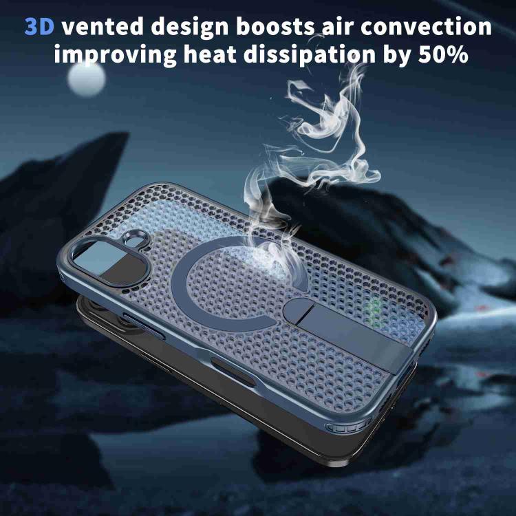 For iPhone 17 Honeycomb Cooling MagSafe Holder Phone Case