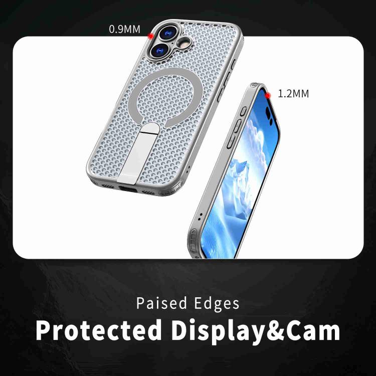 For iPhone 17 Honeycomb Cooling MagSafe Holder Phone Case