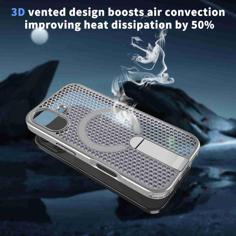For iPhone 17 Honeycomb Cooling MagSafe Holder Phone Case