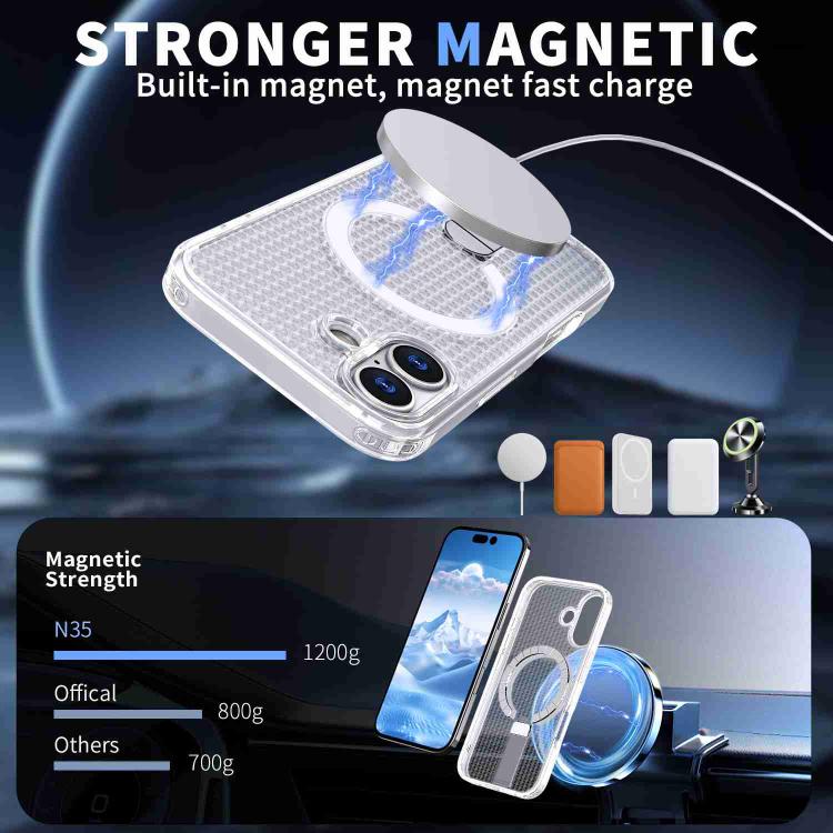 For iPhone 17 Honeycomb Cooling MagSafe Holder Phone Case