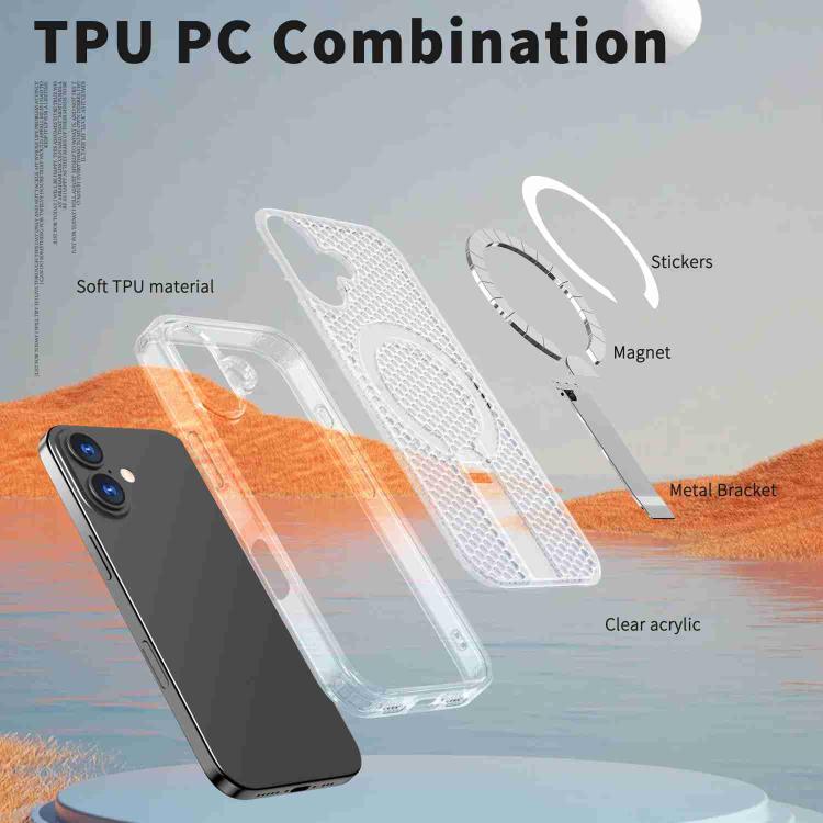 For iPhone 17 Honeycomb Cooling MagSafe Holder Phone Case