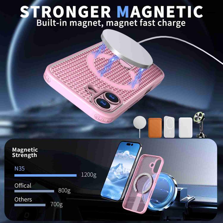 For iPhone 17 Honeycomb Cooling MagSafe Holder Phone Case