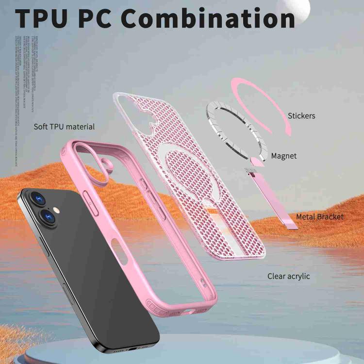 For iPhone 17 Honeycomb Cooling MagSafe Holder Phone Case