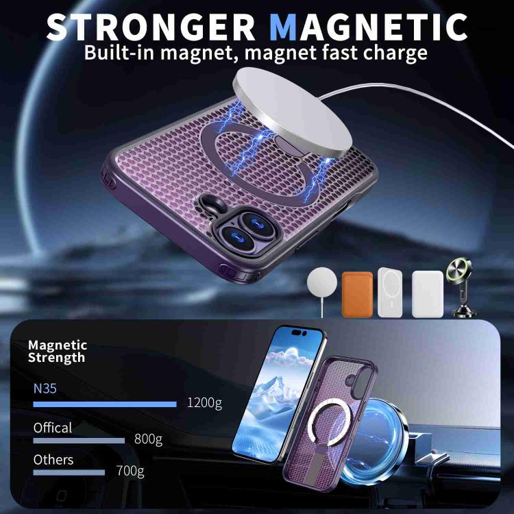 For iPhone 17 Honeycomb Cooling MagSafe Holder Phone Case