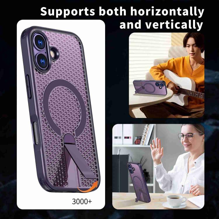 For iPhone 17 Honeycomb Cooling MagSafe Holder Phone Case