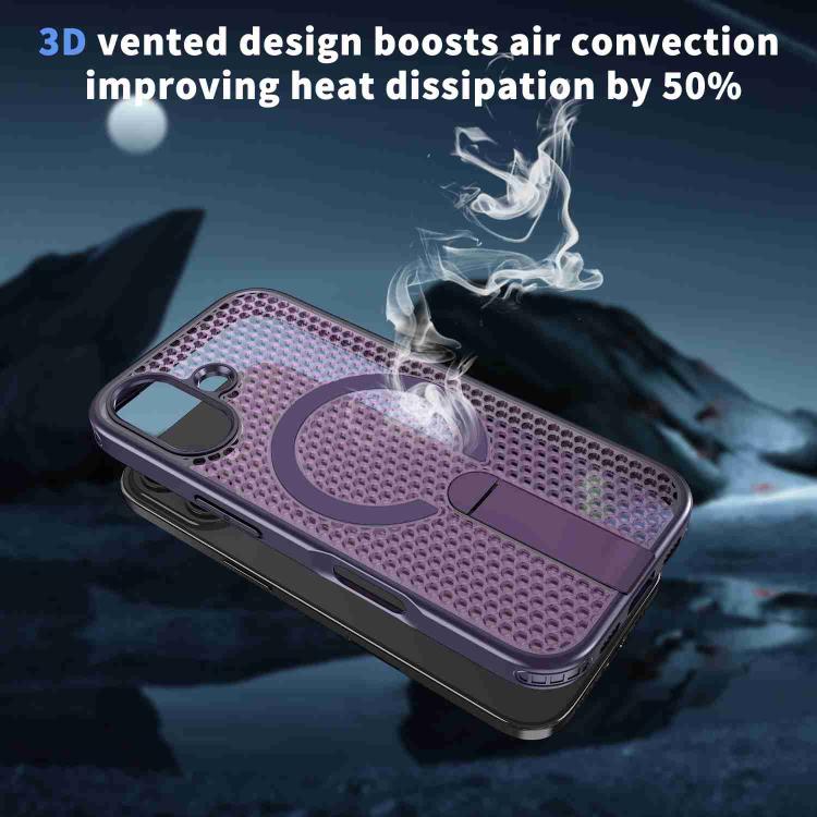 For iPhone 17 Honeycomb Cooling MagSafe Holder Phone Case