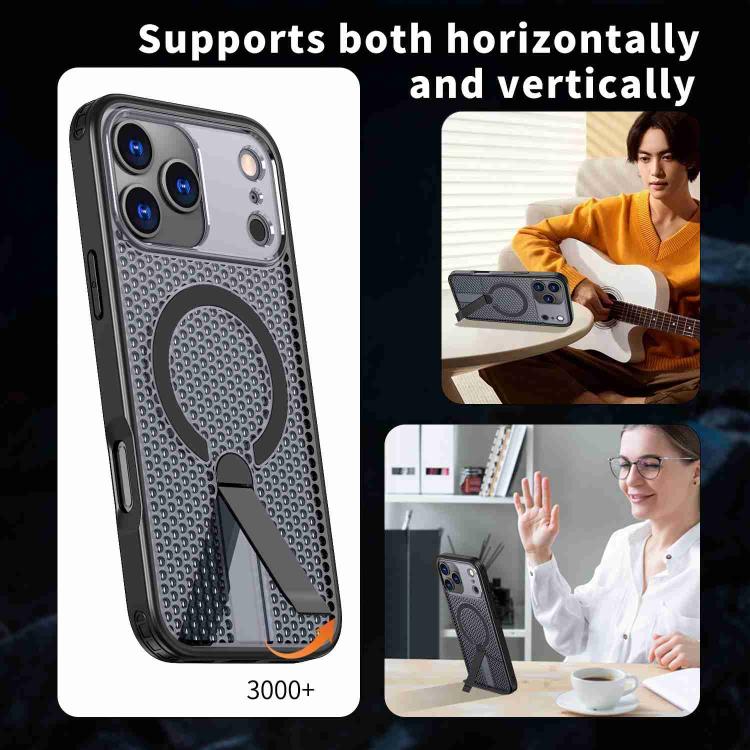 For iPhone 17 Pro Max Honeycomb Cooling MagSafe Holder Phone Case