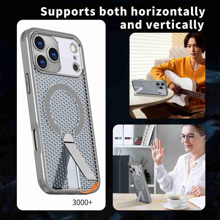 For iPhone 17 Pro Max Honeycomb Cooling MagSafe Holder Phone Case