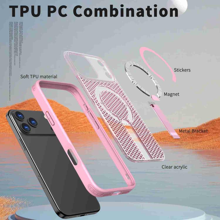 For iPhone 17 Pro Max Honeycomb Cooling MagSafe Holder Phone Case