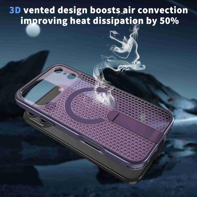 For iPhone 17 Pro Max Honeycomb Cooling MagSafe Holder Phone Case