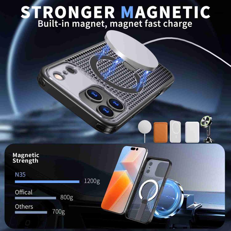 For iPhone 17 Pro Honeycomb Cooling MagSafe Holder Phone Case