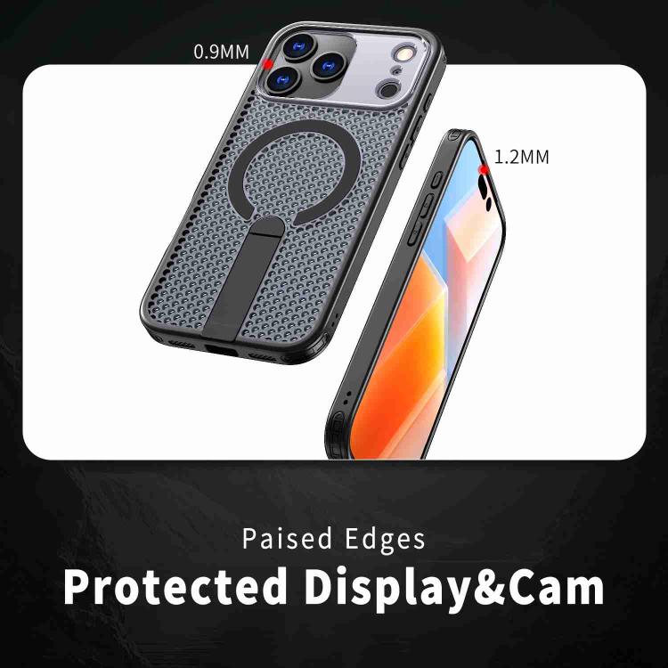 For iPhone 17 Pro Honeycomb Cooling MagSafe Holder Phone Case