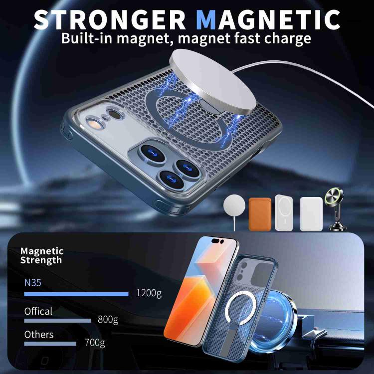 For iPhone 17 Pro Honeycomb Cooling MagSafe Holder Phone Case