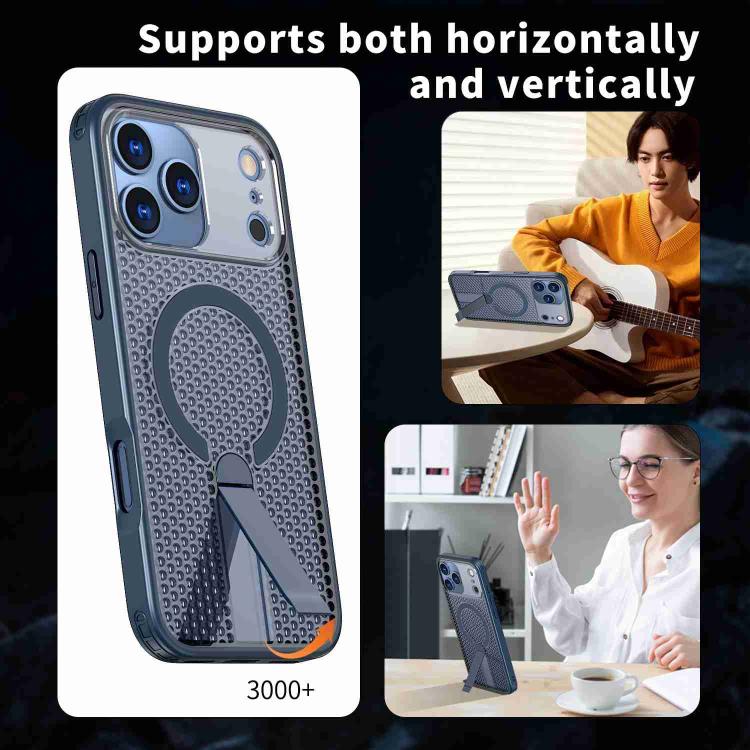 For iPhone 17 Pro Honeycomb Cooling MagSafe Holder Phone Case