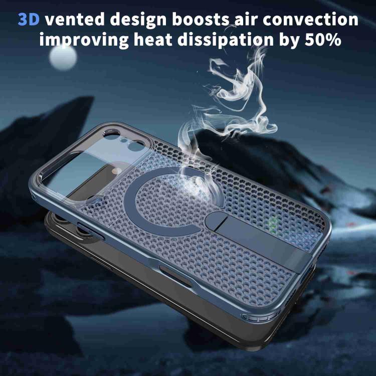 For iPhone 17 Pro Honeycomb Cooling MagSafe Holder Phone Case