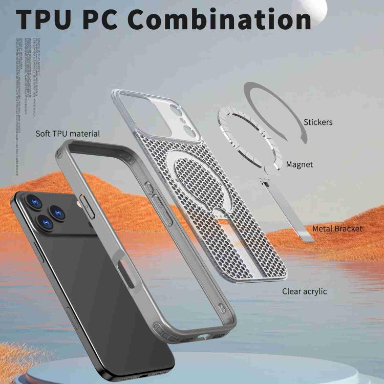 For iPhone 17 Pro Honeycomb Cooling MagSafe Holder Phone Case