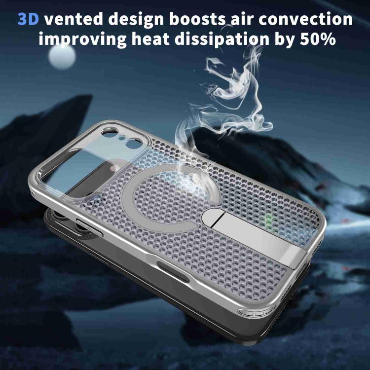For iPhone 17 Pro Honeycomb Cooling MagSafe Holder Phone Case