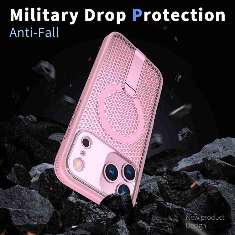 For iPhone 17 Pro Honeycomb Cooling MagSafe Holder Phone Case