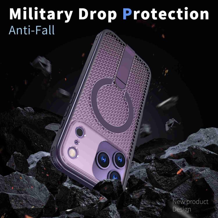 For iPhone 17 Pro Honeycomb Cooling MagSafe Holder Phone Case