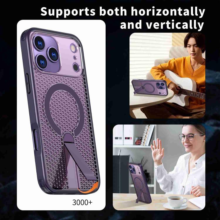 For iPhone 17 Pro Honeycomb Cooling MagSafe Holder Phone Case