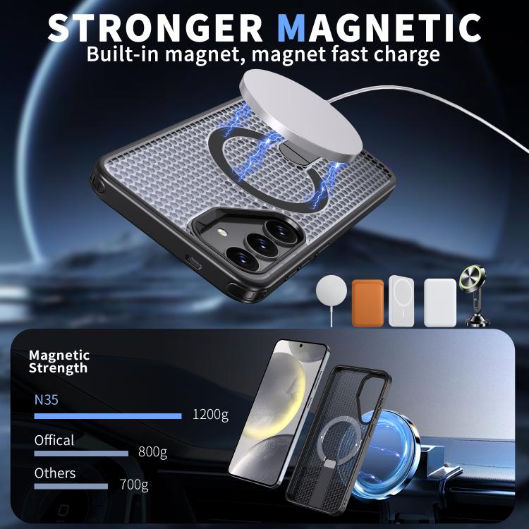 For Samsung Galaxy S25+ 5G / S24+ 5G Honeycomb Cooling MagSafe Holder Phone Case