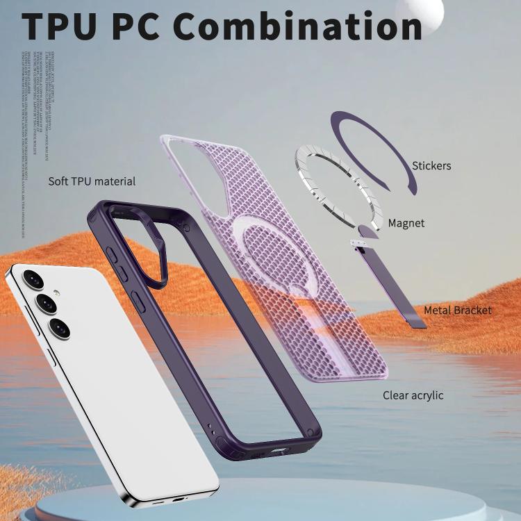 For Samsung Galaxy S25+ 5G / S24+ 5G Honeycomb Cooling MagSafe Holder Phone Case