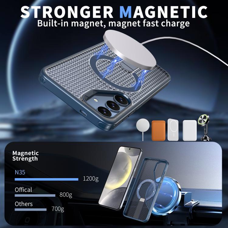 For Samsung Galaxy S25 Ultra 5G Honeycomb Cooling MagSafe Holder Phone Case