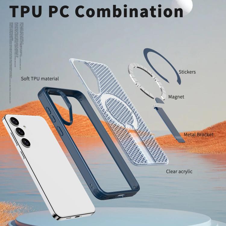 For Samsung Galaxy S25 Ultra 5G Honeycomb Cooling MagSafe Holder Phone Case