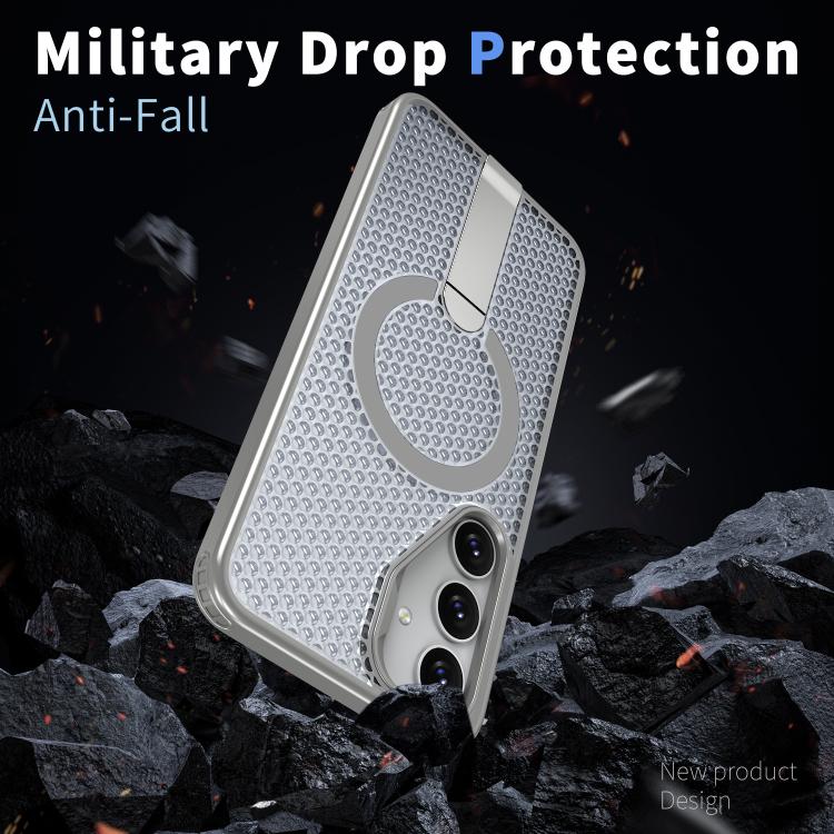 For Samsung Galaxy S25 Ultra 5G Honeycomb Cooling MagSafe Holder Phone Case