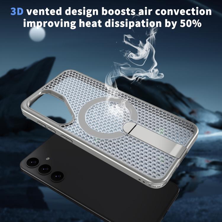 For Samsung Galaxy S25 Ultra 5G Honeycomb Cooling MagSafe Holder Phone Case