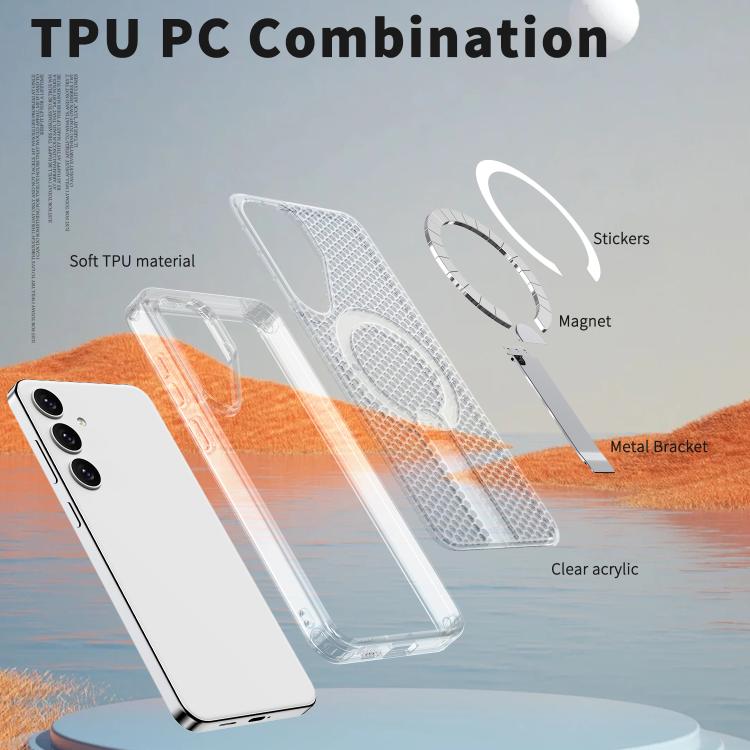 For Samsung Galaxy S25 Ultra 5G Honeycomb Cooling MagSafe Holder Phone Case