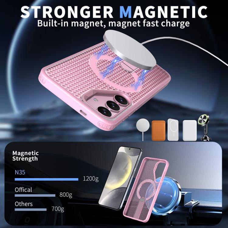 For Samsung Galaxy S25 Ultra 5G Honeycomb Cooling MagSafe Holder Phone Case