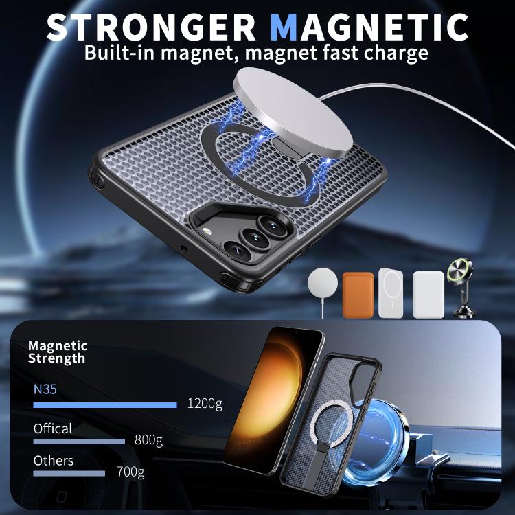 For Samsung Galaxy S23+ 5G Honeycomb Cooling MagSafe Holder Phone Case