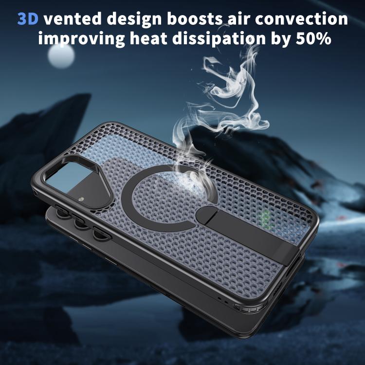 For Samsung Galaxy S23+ 5G Honeycomb Cooling MagSafe Holder Phone Case