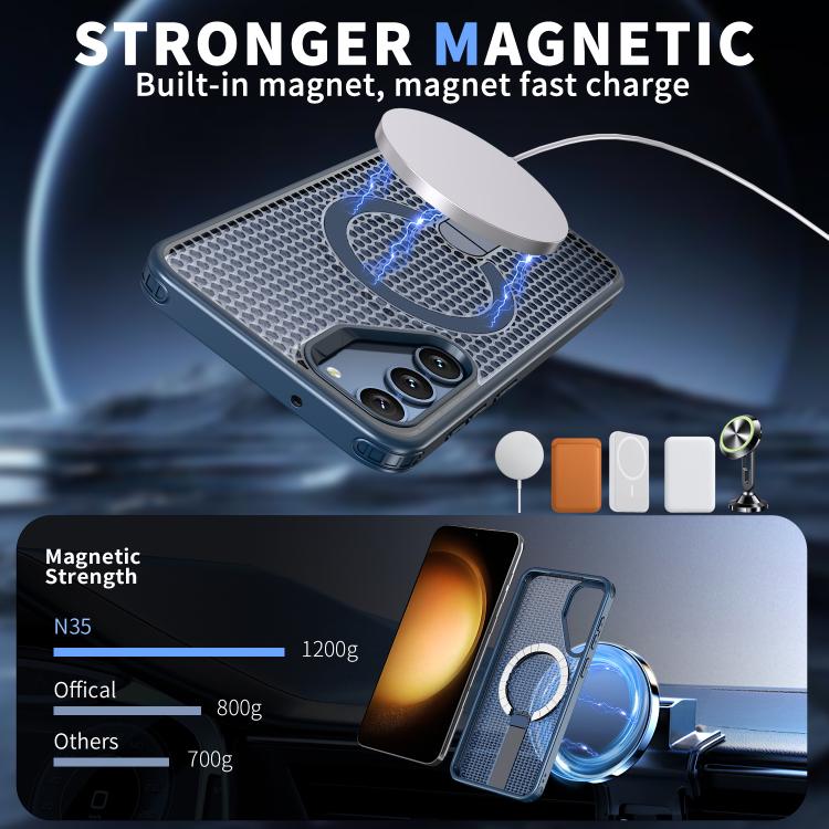 For Samsung Galaxy S23+ 5G Honeycomb Cooling MagSafe Holder Phone Case